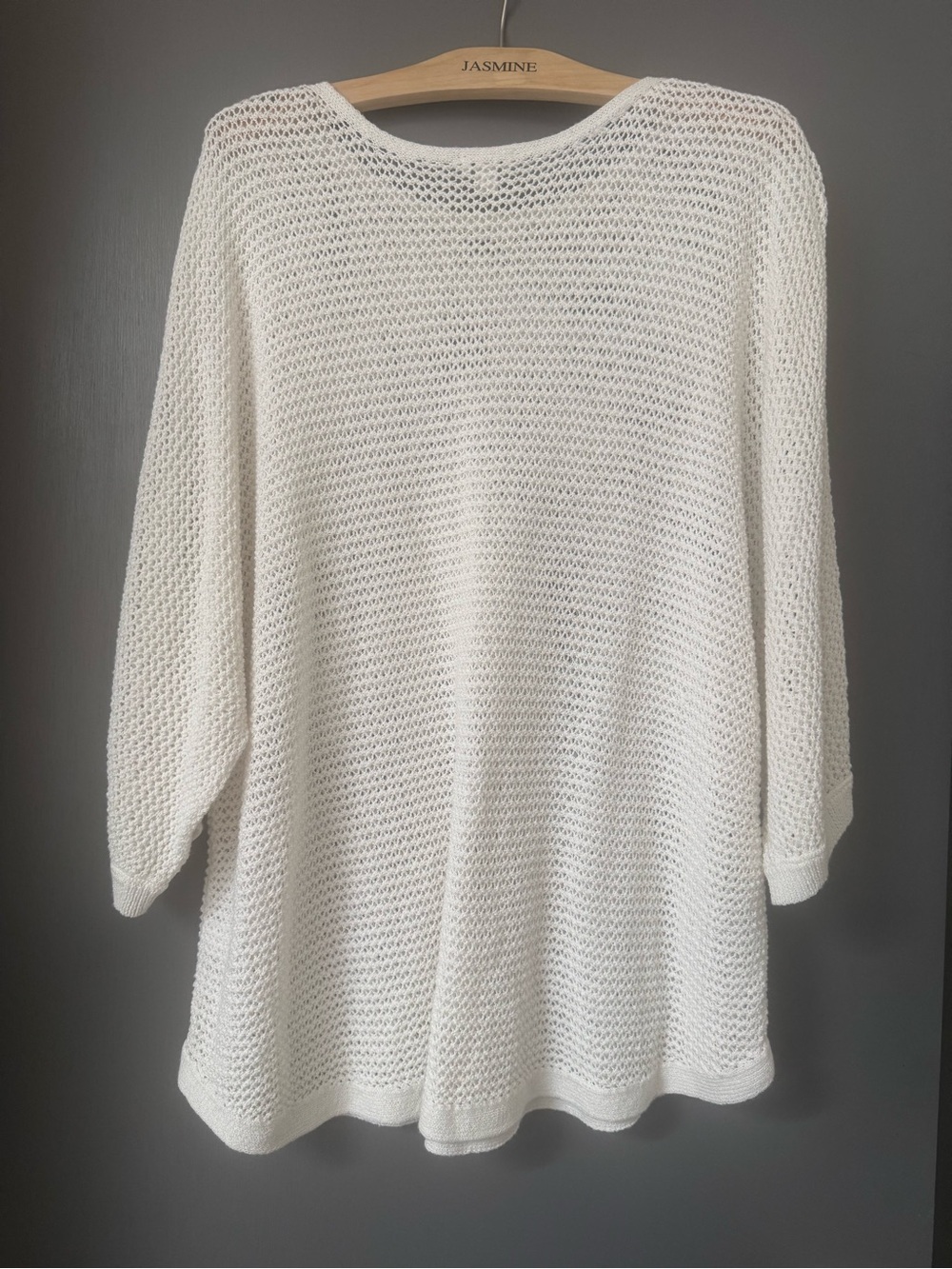 J. Jill Open-Knit Scoop Neck Sweater in Creamy White